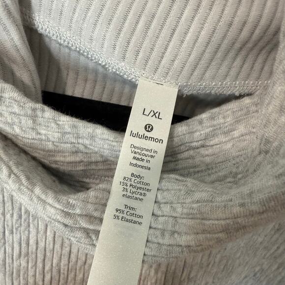 Lululemon Womens Retreat Yourself Hoodie Sweatshirt Textured Rib Light Grey L/XL - Picture 5 of 8